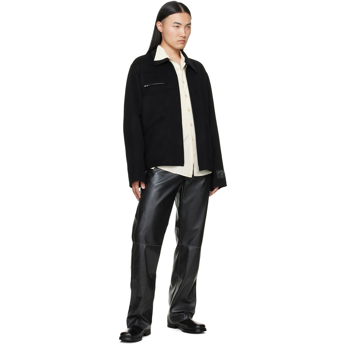 MM6 Maison Margiela Black Faux-Leather Pants