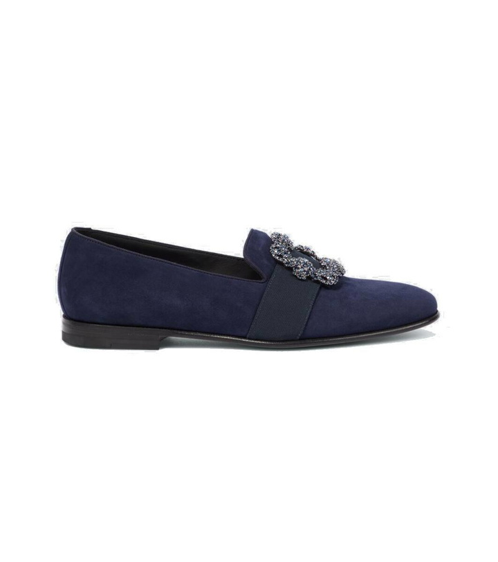 Photo: Manolo Blahnik Carlton embellished suede loafers