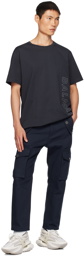 Balmain Navy Embossed T-Shirt