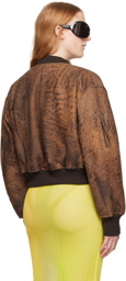 Acne Studios Brown Cropped Leather Bomber Jacket