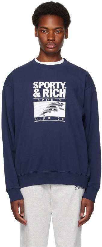 Photo: Sporty & Rich Navy 'Motion Club' Sweatshirt