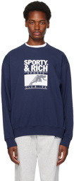 Sporty & Rich Navy 'Motion Club' Sweatshirt