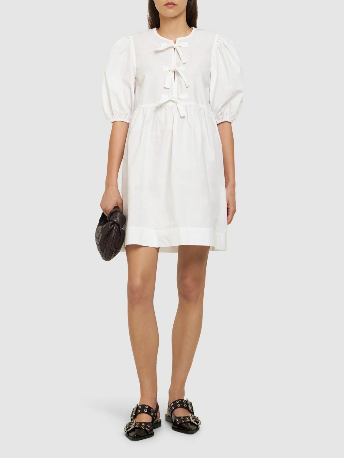 GANNI Cotton Poplin Tie-string Mini Dress GANNI
