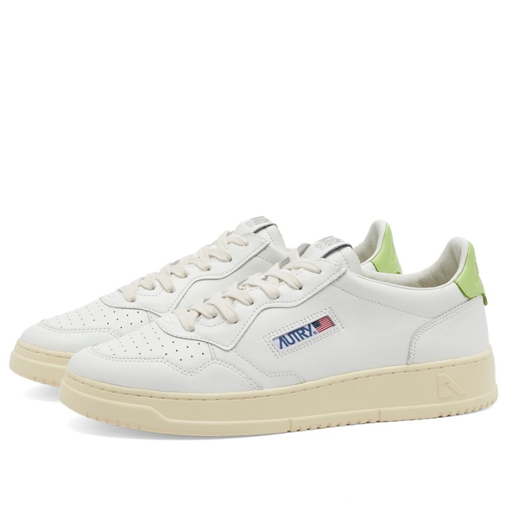 Photo: Autry Men's Medalist Leather Sneakers in Leather White/Snap Green