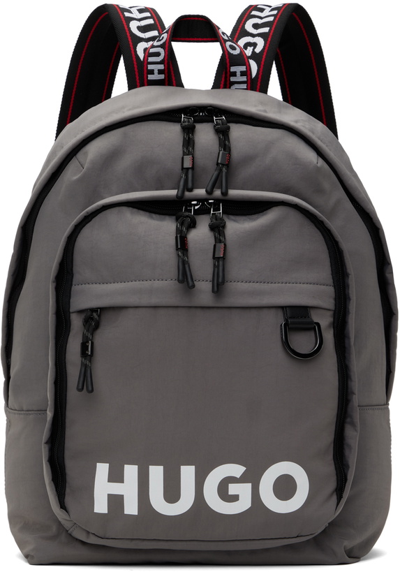 Photo: Hugo Gray Logo-Print Branded Handles Backpack