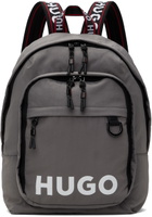 Hugo Gray Logo-Print Branded Handles Backpack