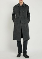 Oliver Spencer Double-breasted Belted Wool-blend Coat Charcoal