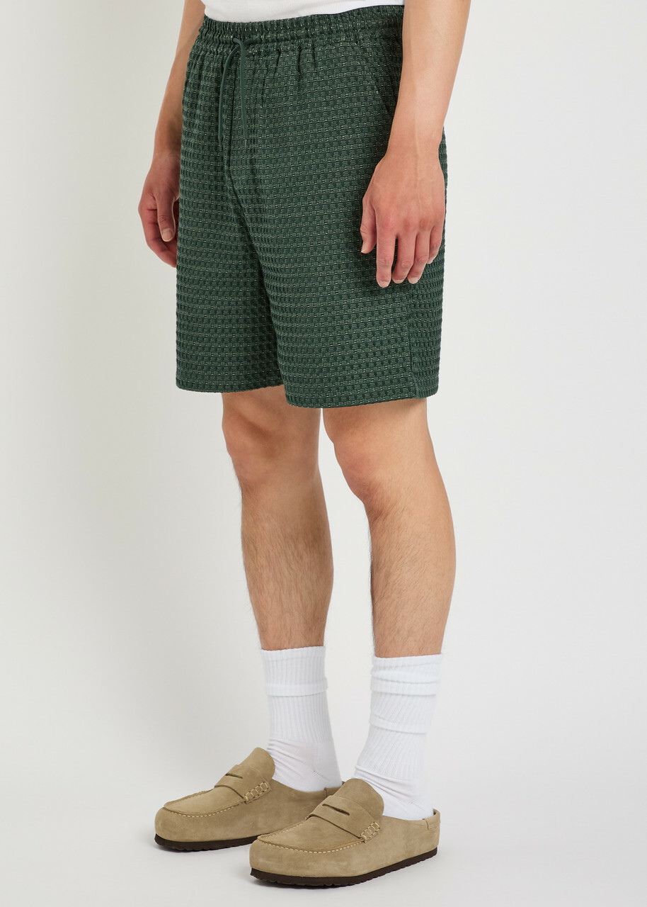 Les Deux Checked Seersucker Shorts Green