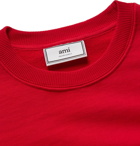 AMI - Logo-Appliquéd Loopback Cotton-Jersey Sweatshirt - Red