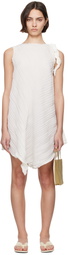 ISSEY MIYAKE White Wrinkled & Twisted Minidress
