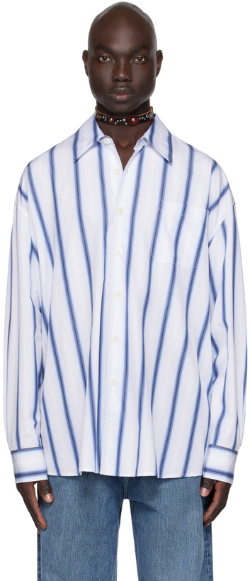 Photo: Our Legacy White & Blue Borrowed Shirt