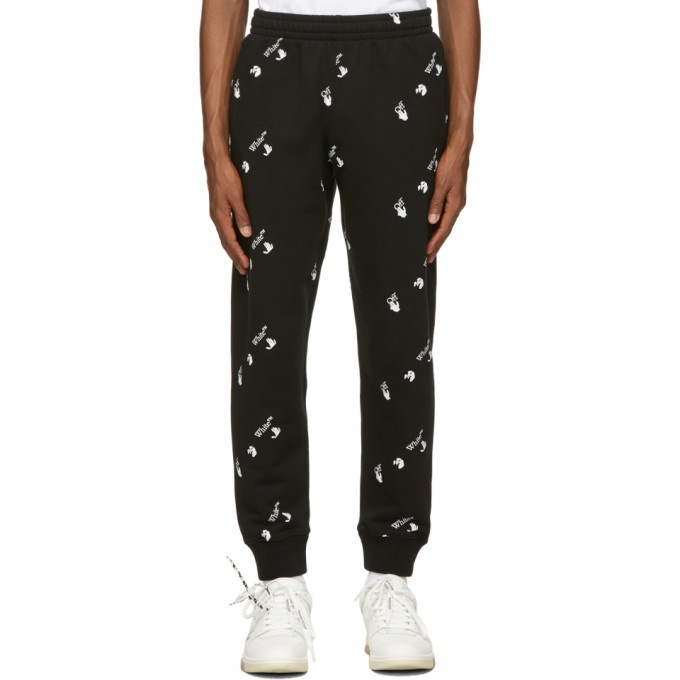 Photo: Off-White Black All Over Logo Cuffed Lounge Pants