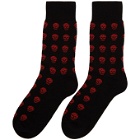 Alexander McQueen Black and Red Short Skull Socks