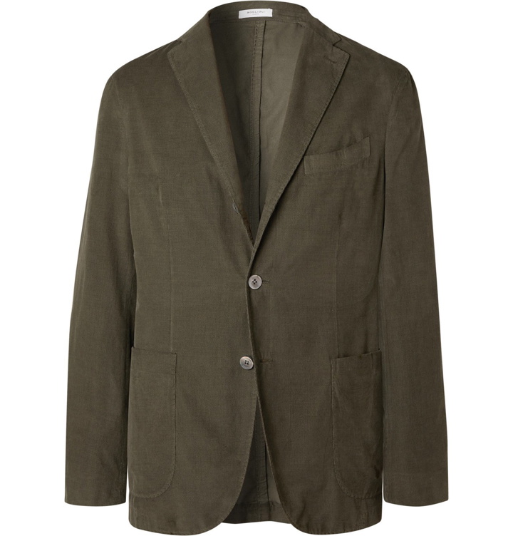 Photo: Boglioli - K-Jacket Slim-Fit Unstructured Cotton-Corduroy Suit Jacket - Green