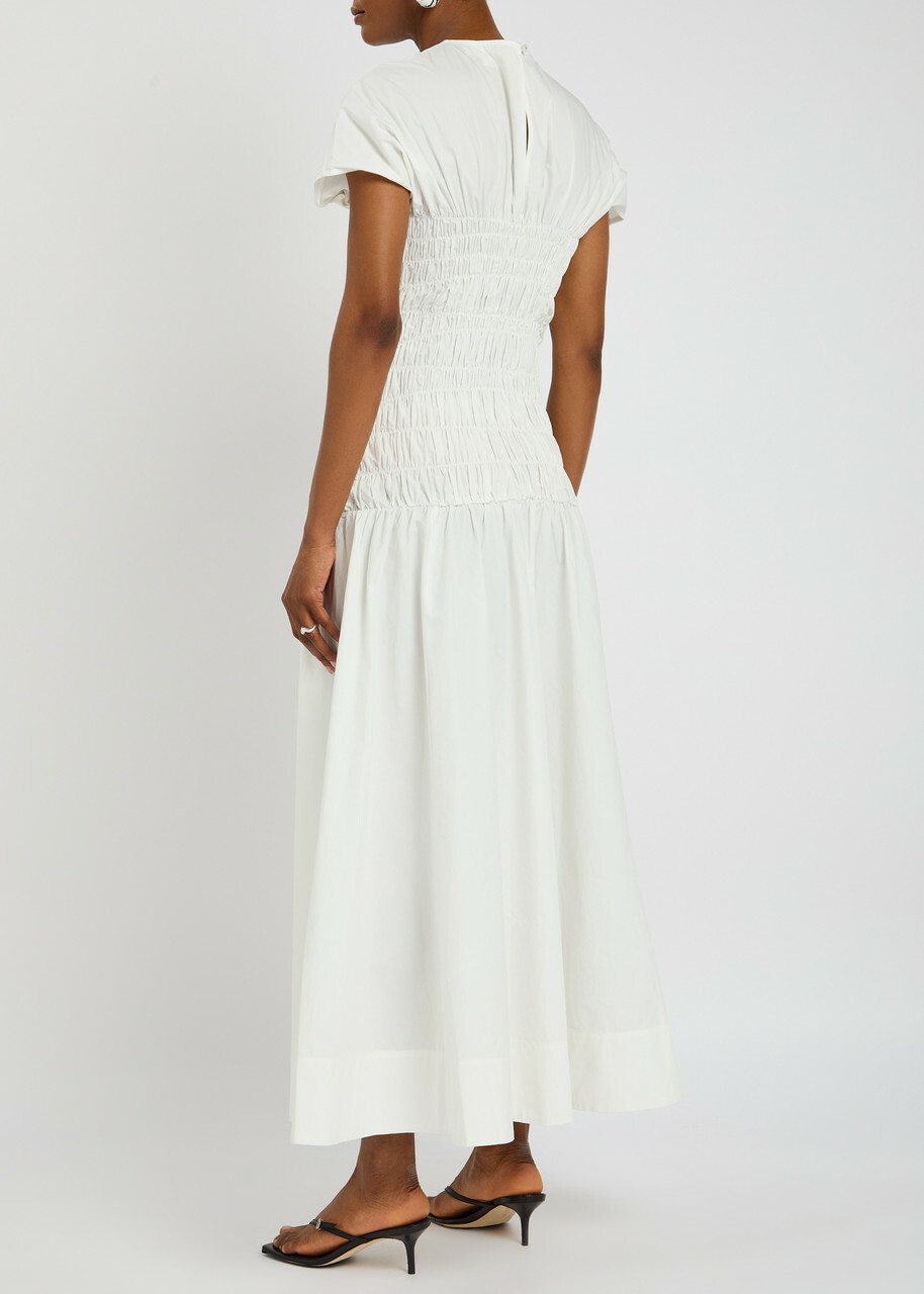 Clea Piera Cotton-poplin Midi Dress White