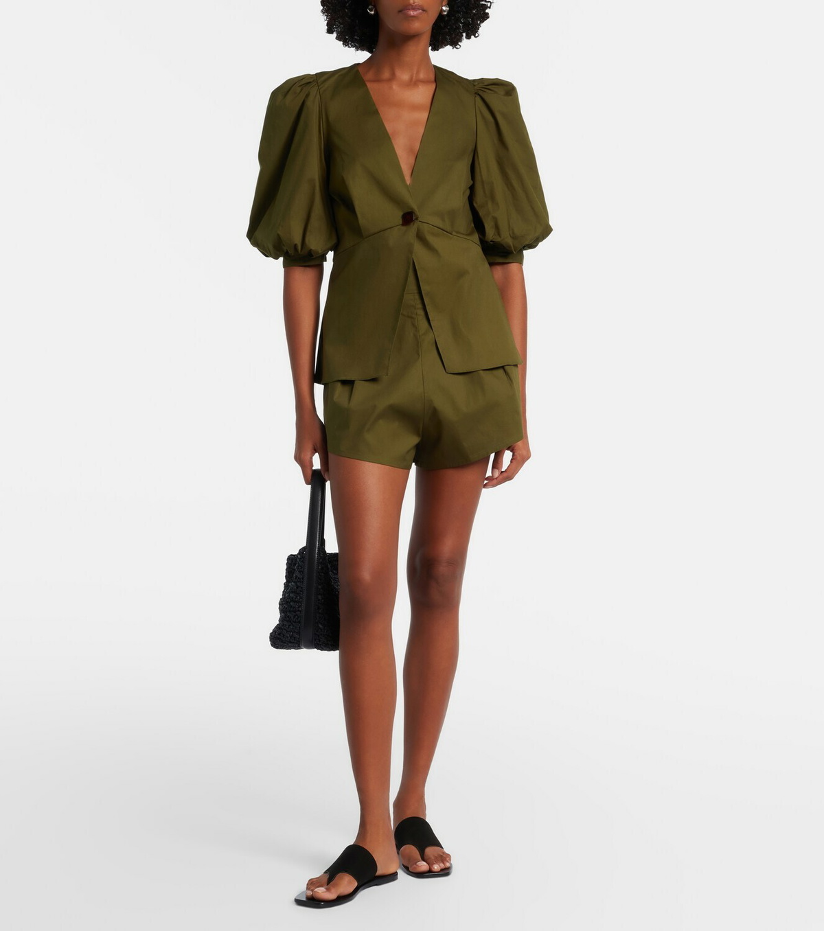 Adriana Degreas Pleated cotton-blend shorts