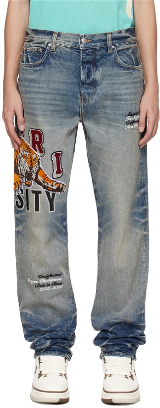 Photo: AMIRI Indigo Varsity Tiger Jeans