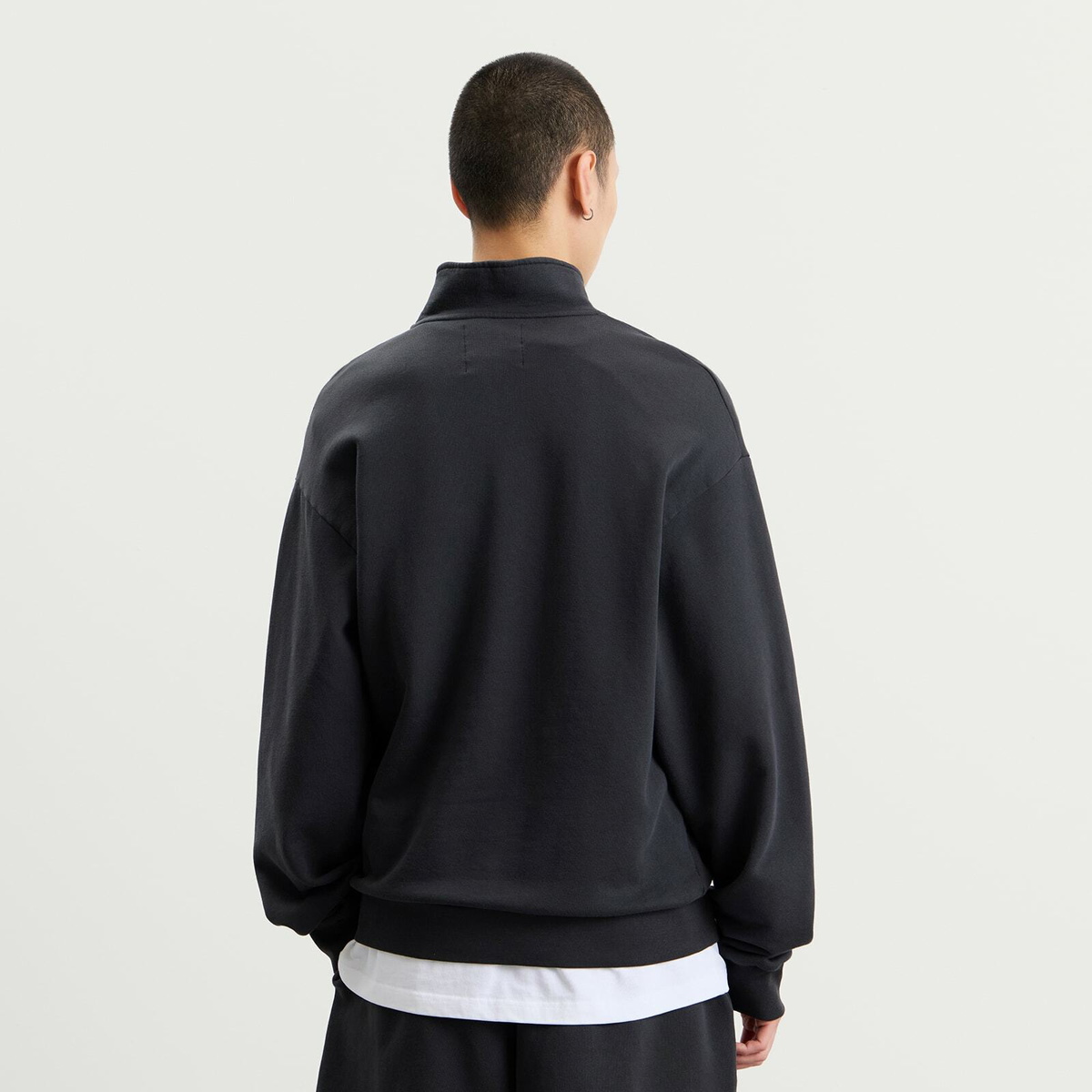END. Slice Half Zip Sweat in Cinder Black