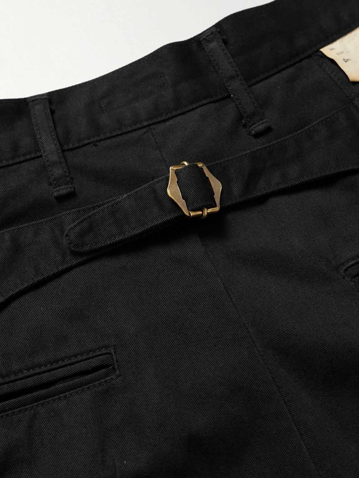 KAPITAL - Nime Wide-Leg Pleated Cotton-Twill Chinos - Black