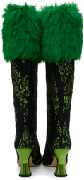 SHUTING QIU Green & Black Floral Tall Boots
