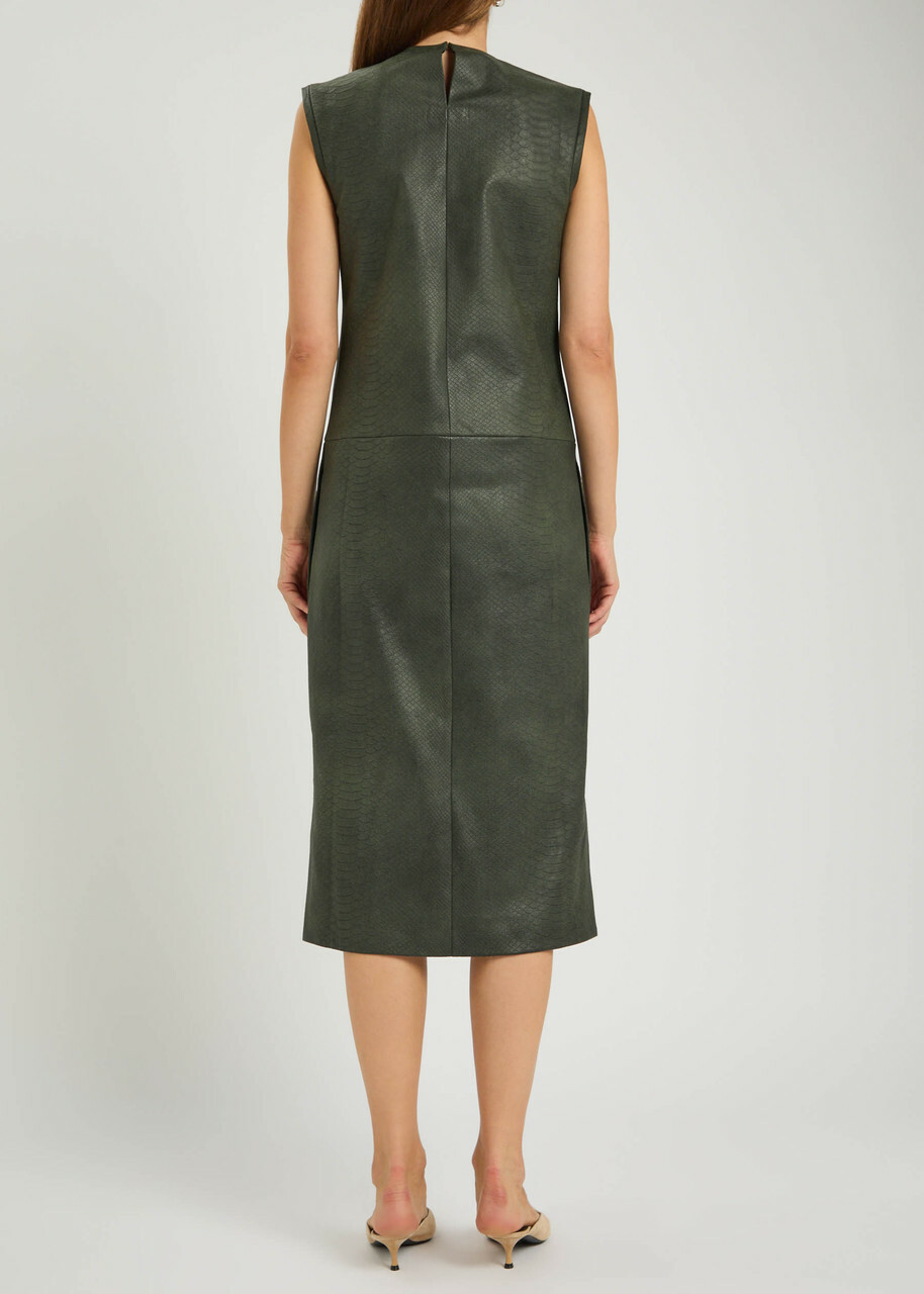 Stouls Caro Python-effect Stretch-leather Midi Dress Dark Green