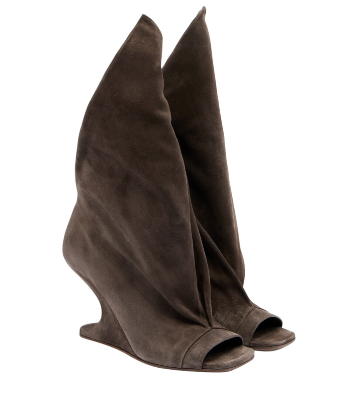 Photo: Rick Owens Cantilever suede peep-toe boots