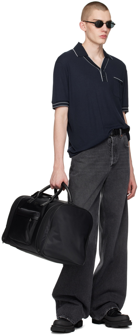Giorgio Armani Navy Striped Polo