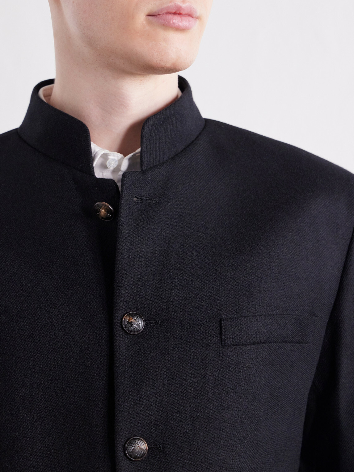 Favourbrook - Nehru Recycled Cashmere-Twill Blazer - Black