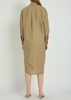 Brunello Cucinelli Crinkled Cotton-blend Midi Shirt Dress Beige