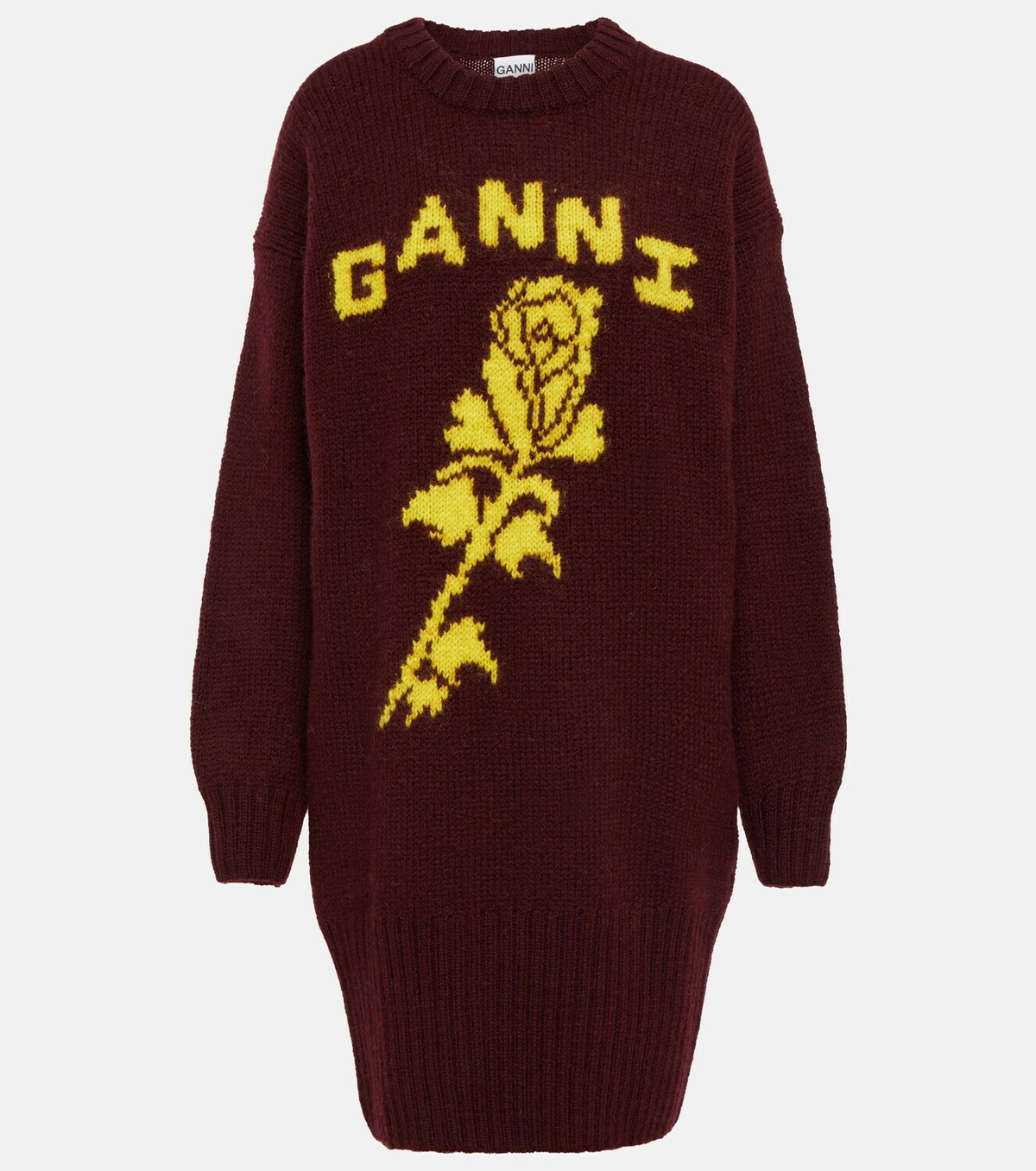 Ganni - Oversized logo wool sweater dress GANNI