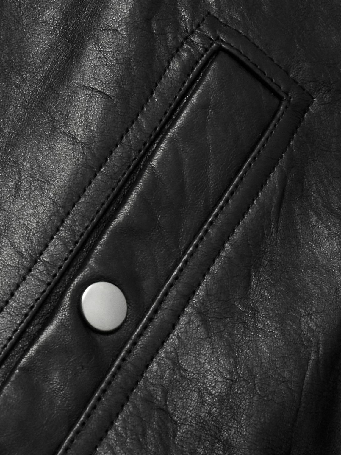 Rick Owens - Waxed-Leather Bomber Jacket - Black