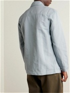 Mr P. - Garment-Dyed Cotton and Linen-Blend Twill Overshirt - Blue