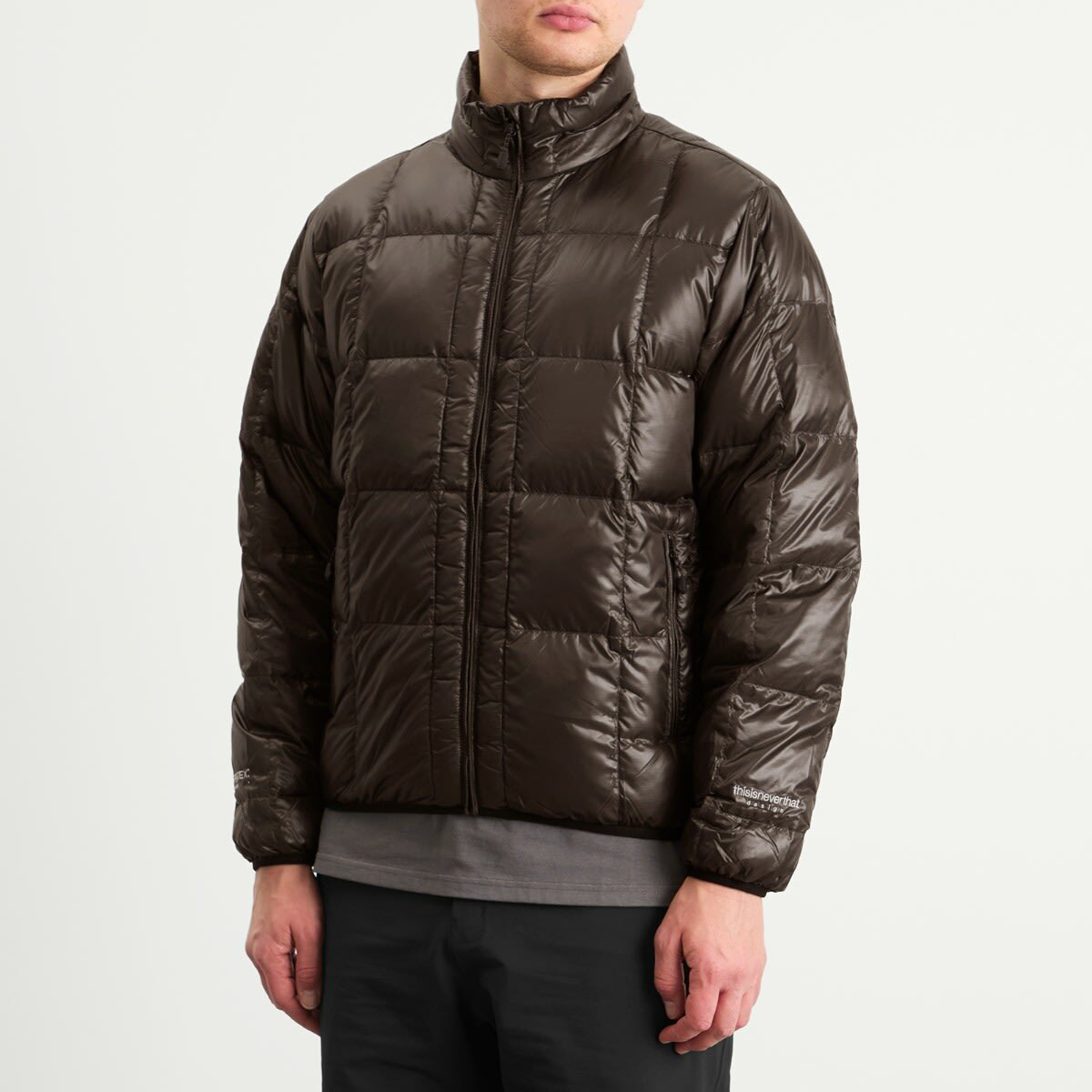 thisisneverthat Men's PERTEX Light Down Jacket in Brown Black