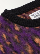 Wacko Maria - Leopard-Print Textured-Knit Sweater - Purple