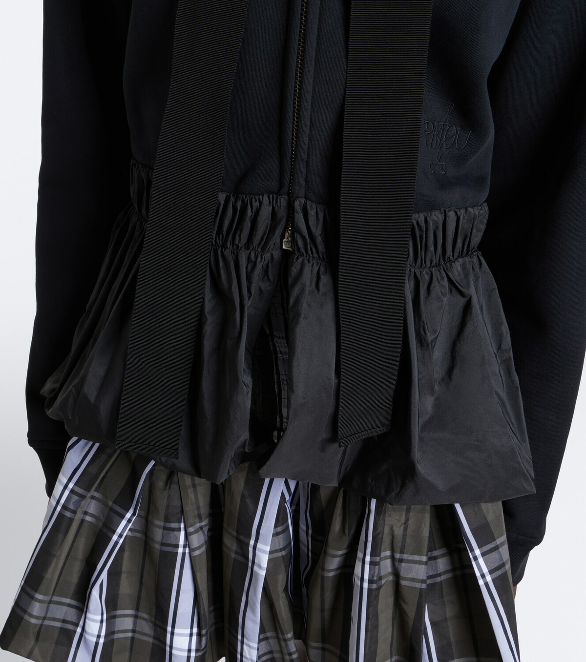 Patou Peplum cotton zip-up hoodie