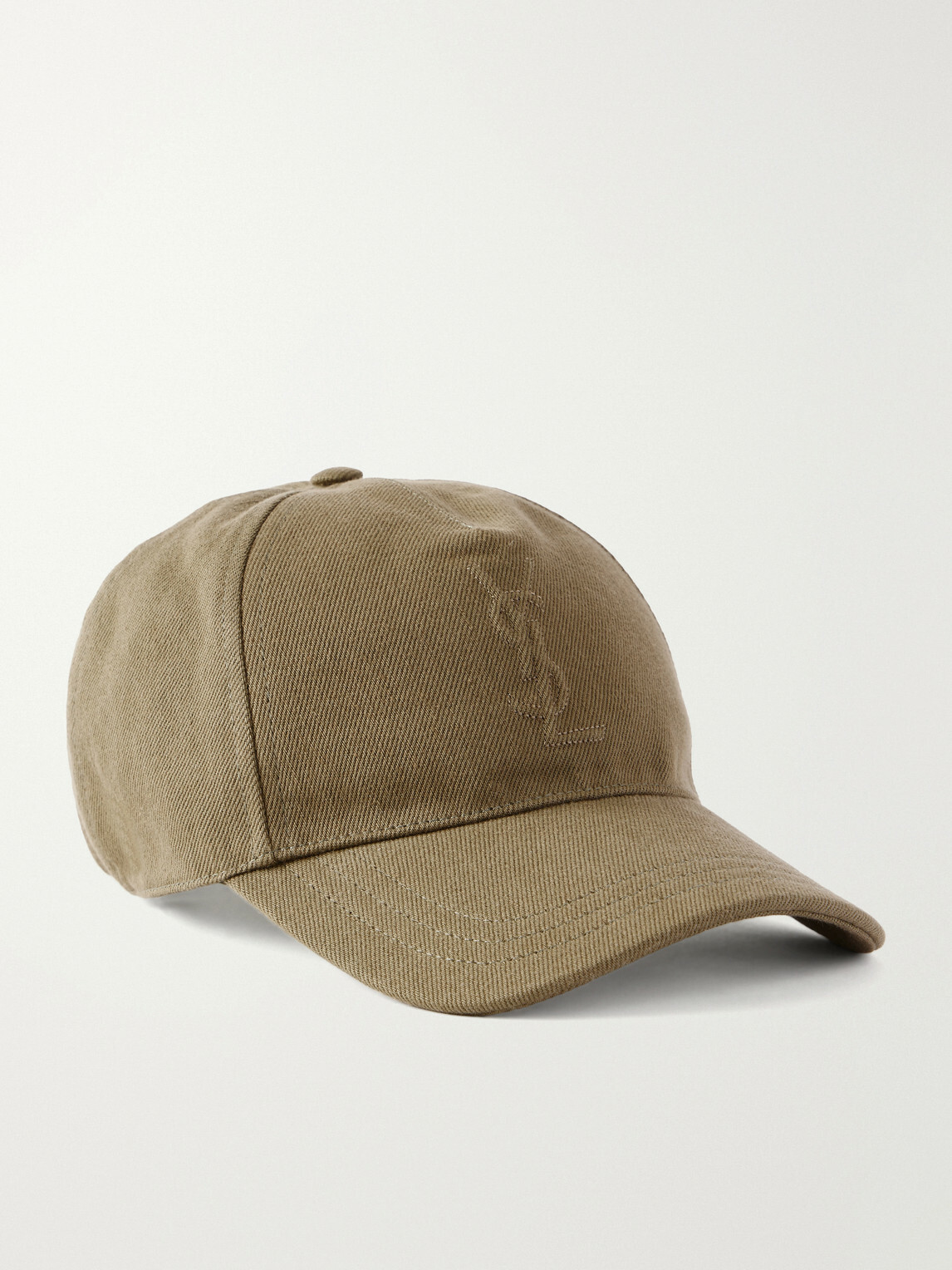 SAINT LAURENT - Logo-Debossed Cotton-Twill Baseball Cap - Green