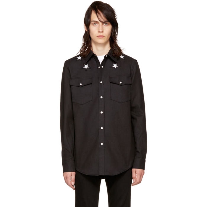 Photo: Givenchy Black Denim Stars Shirt