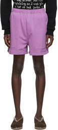 Bode SSENSE Exclusive Purple Logo Rugby Shorts