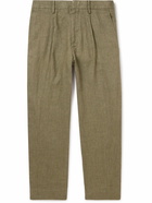 NN07 - Bill 1196 Straight-Leg Pleated Linen Trousers - Green