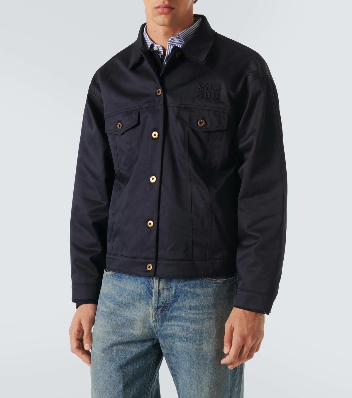 Miu Miu Logo cotton chino blouson Miu Miu