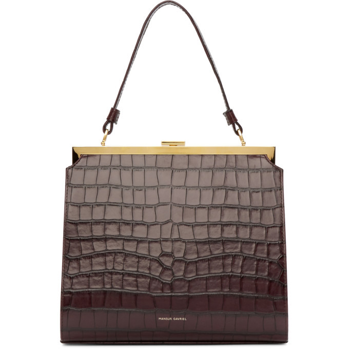 Mansur Gavriel Burgundy Croc Elegant Bag Mansur Gavriel