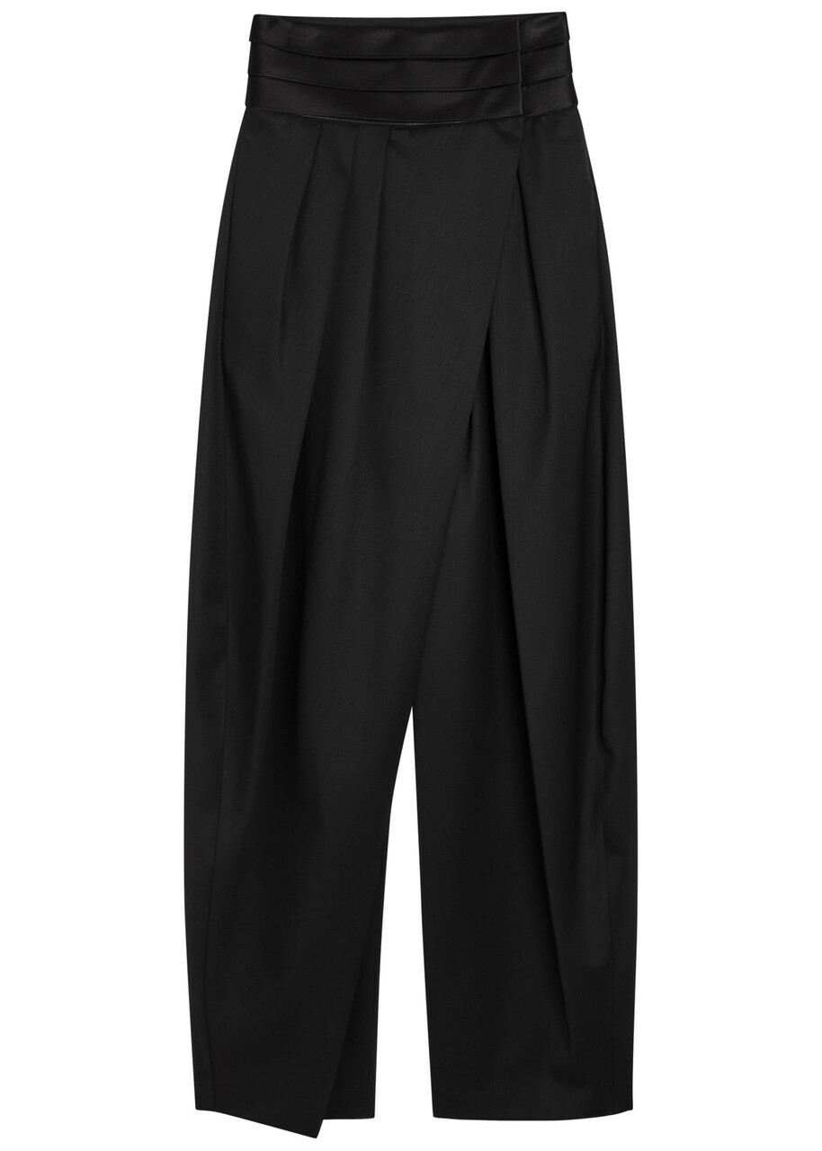 Alaïa Barrel-leg Silk and Stretch-wool Trousers Black