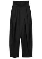 Alaïa Barrel-leg Silk and Stretch-wool Trousers Black