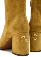 Valentino Garavani Fawcette 75 Suede Ankle Boots Camel