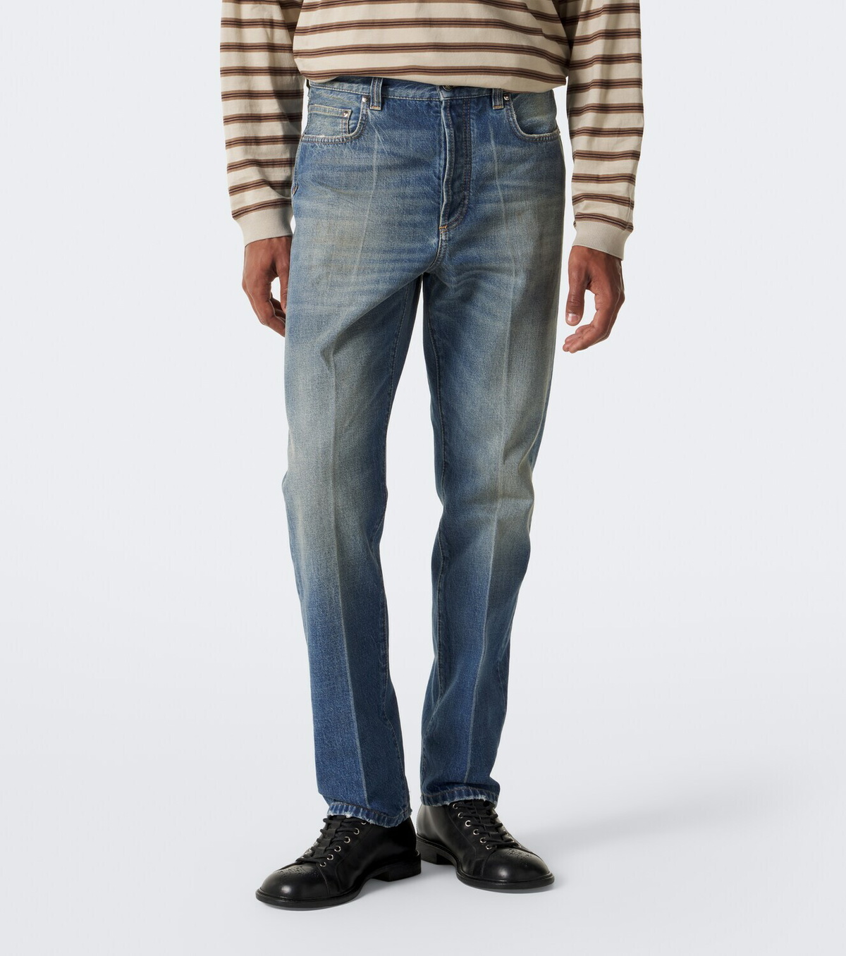 Versace Distressed straight jeans
