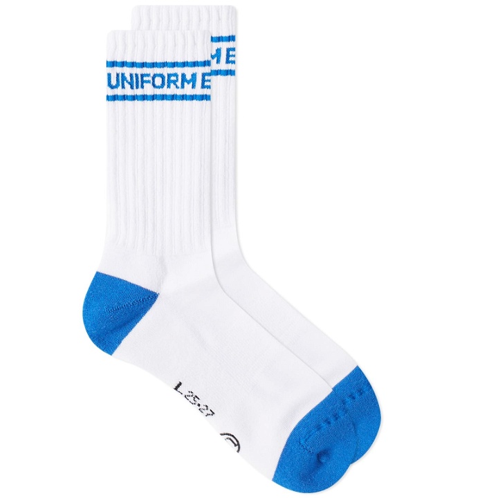 Photo: Uniform Experiment Men's Line Sports Sock in Blue