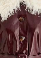 Kitri Simone Faux Shearling-trimmed Vinyl Coat Burgundy