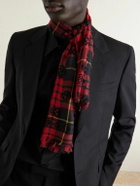 McQueen - Fringed Checked Wool and Silk-Blend Scarf