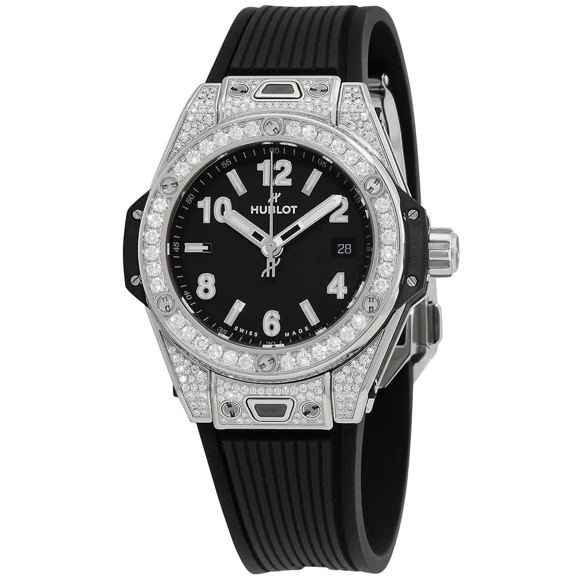 Hublot Big Bang One Click Steel Automatic Diamond Black Dial Ladies Watch 485.SX.1170.RX.1604