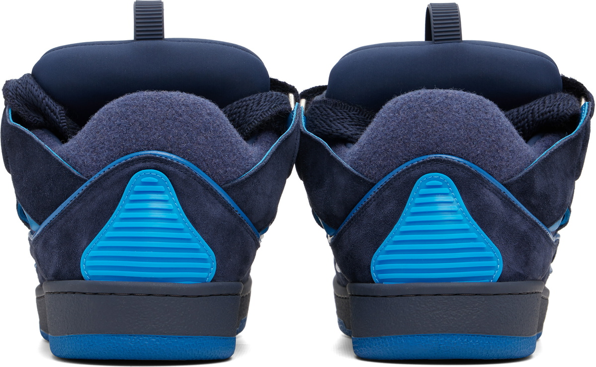 Lanvin Navy Curb Felt Sneakers
